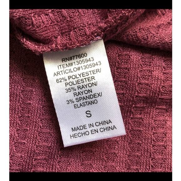 Chaser Burgundy Wisteria Waffle Print Thermal Top size Small - Picture 13 of 14